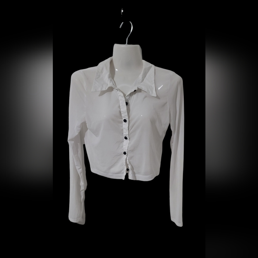 SHEER BUTTON-UP SHIRT